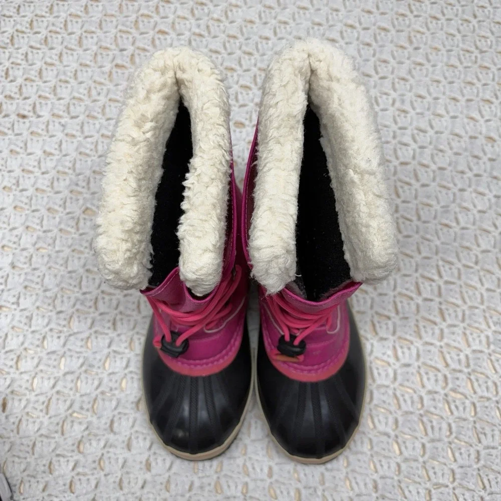 Sorel Waterproof Boots Women Sz 7 Pink Back Yoot PAC Nylon Snow